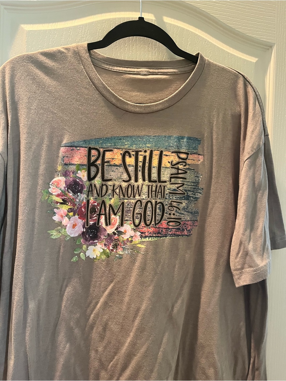 Love In Faith Be Still Graphic Short Sleeve Tee - Taupe